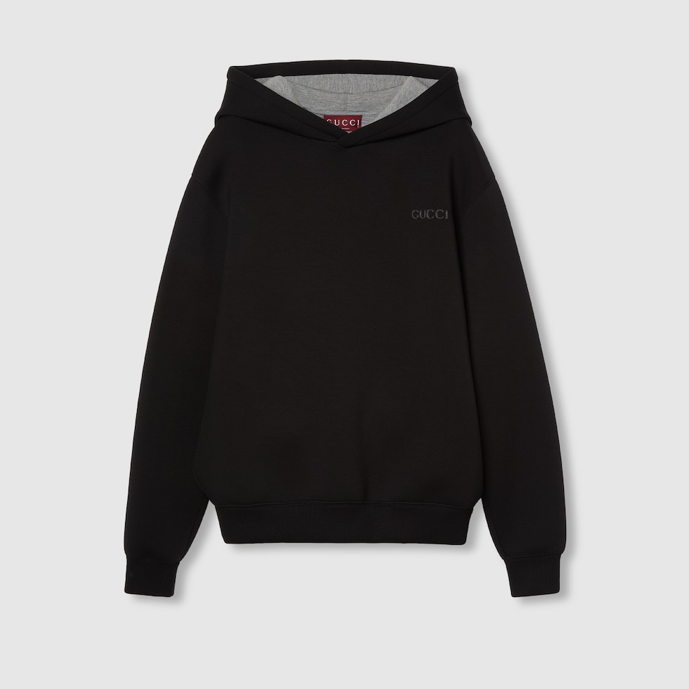 Viscose jersey hooded sweatshirt in black and grey GUCCI Canada