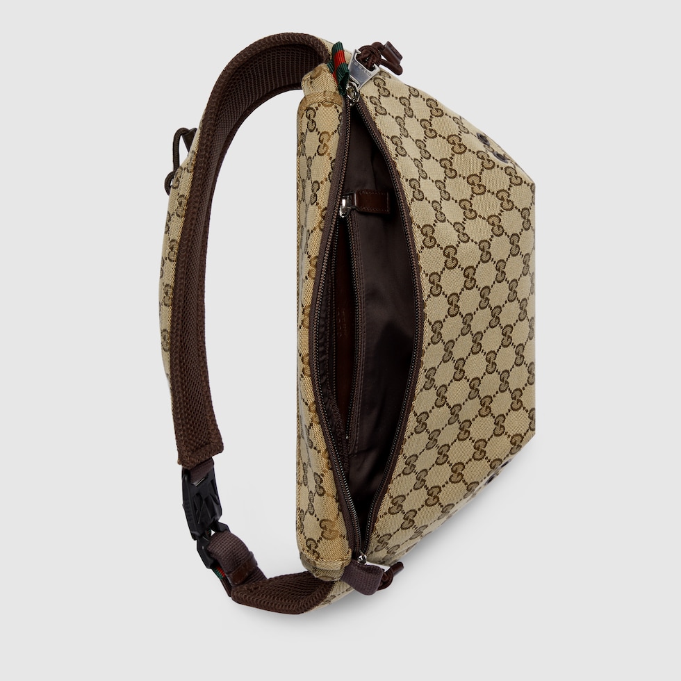 Small GG belt bag in beige and ebony GG canvas GUCCI GR