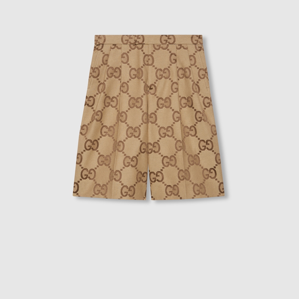 Jumbo GG canvas shorts in beige and ebony GUCCI GR