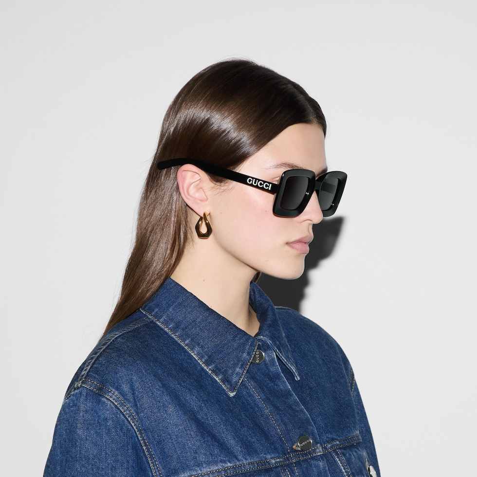 Occhiali da sole quadrati in nero | GUCCI® IT