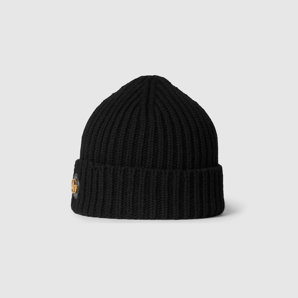 Wool cashmere hat with Double G in black | GUCCI® US