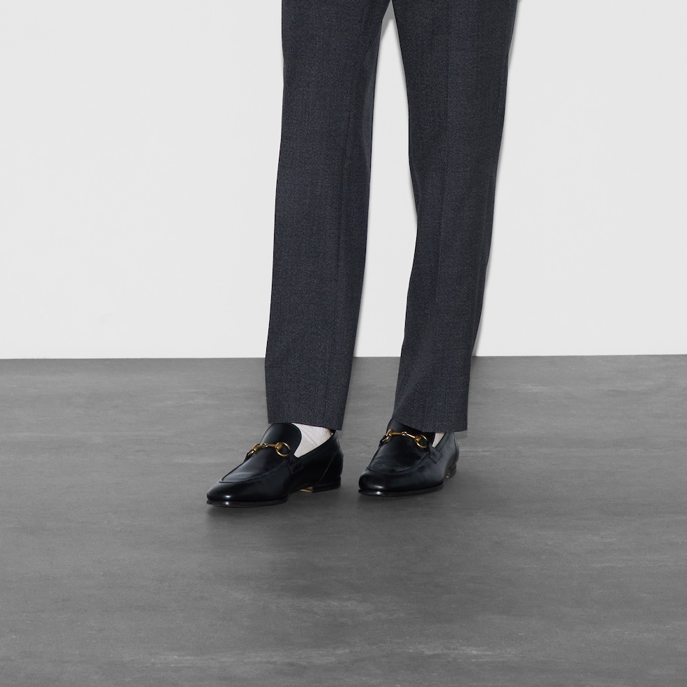 Black Leather Gucci Jordaan Loafer GUCCI US