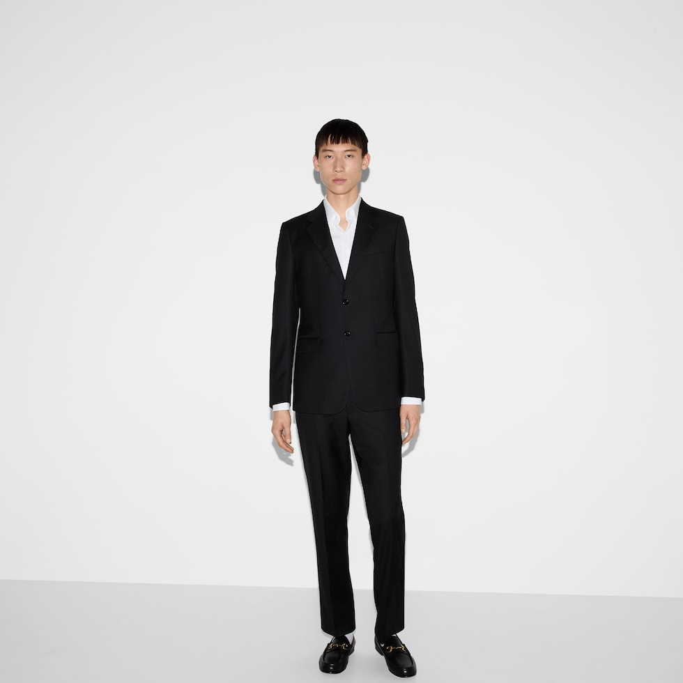 Straight fit wool suit in black wool | GUCCI® US