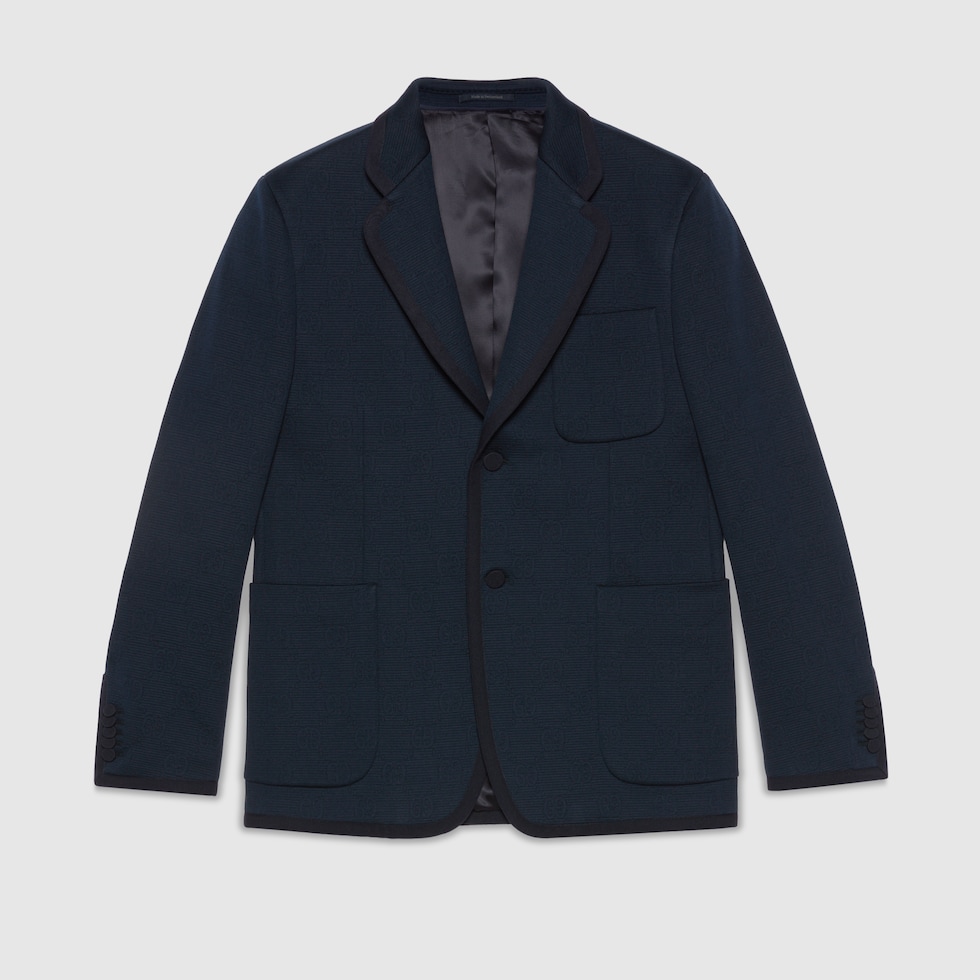 Gucci Navy Blue Bee Embroidered Wool Bomber Jacket | eBay