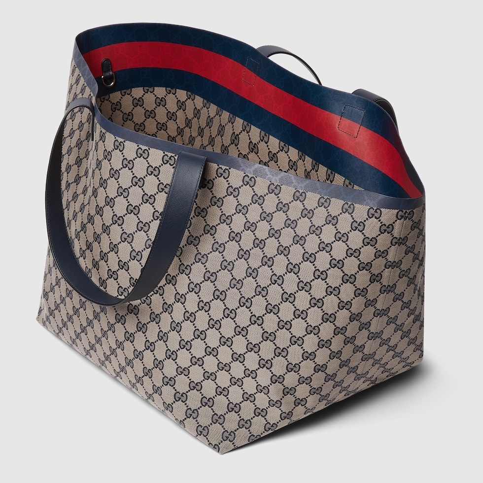 Gucci Totissima large tote bag in beige and blue GG canvas GUCCI US