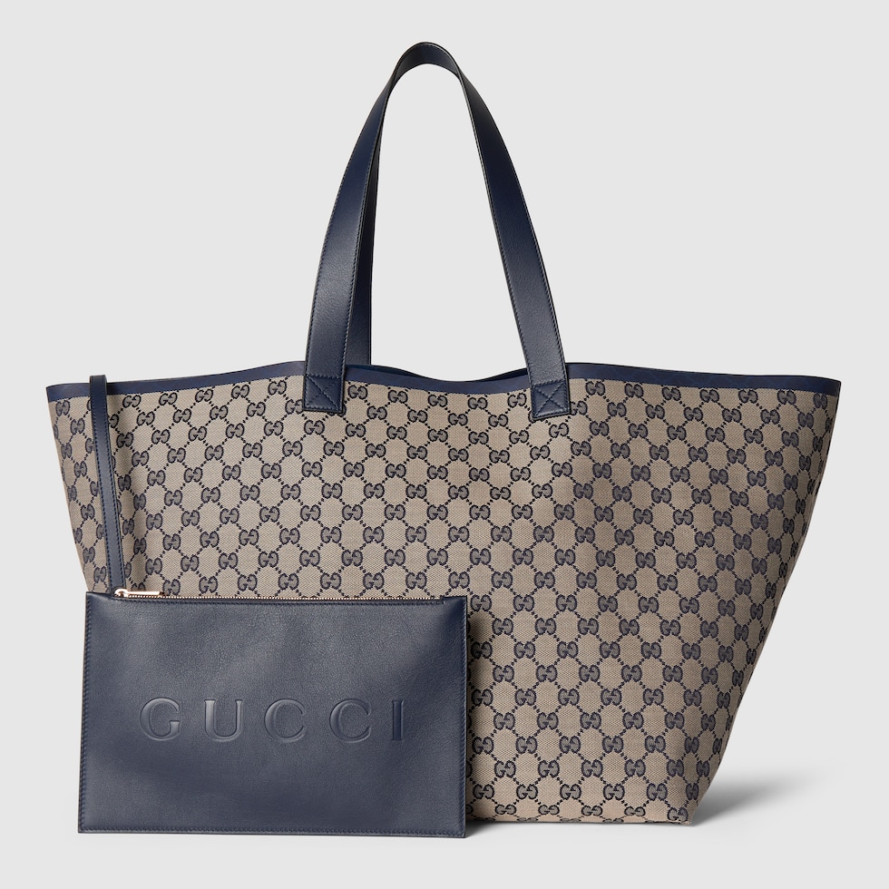GroBer Gucci Totissima Shopper in beigefarbener und blauer GG Canvas GUCCI DE