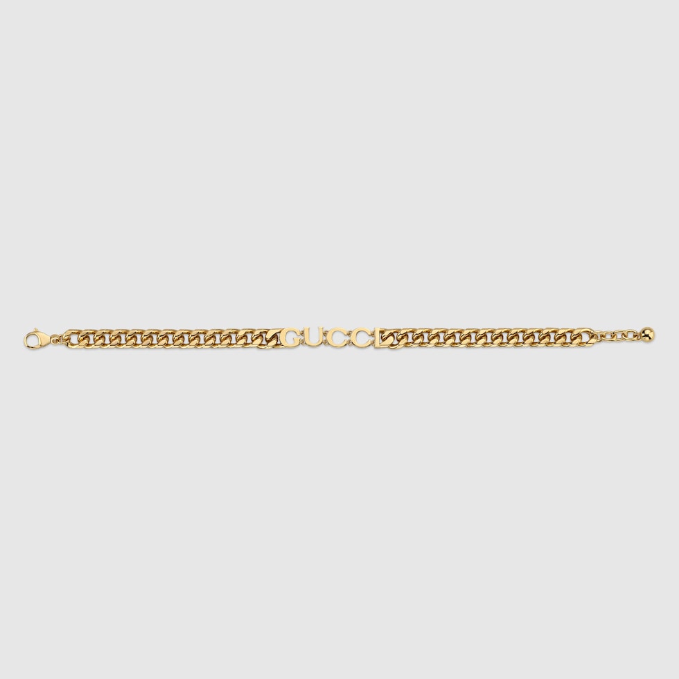 グッチGUCCI スクリプトチェーンブレスレット GUCCI】GUCCI スクリプト タグ付き チェーン ブレスレット