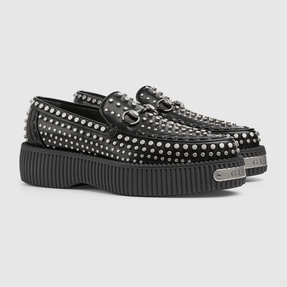 GUCCI Men s Horsebit Creeper Loafer Black Leather