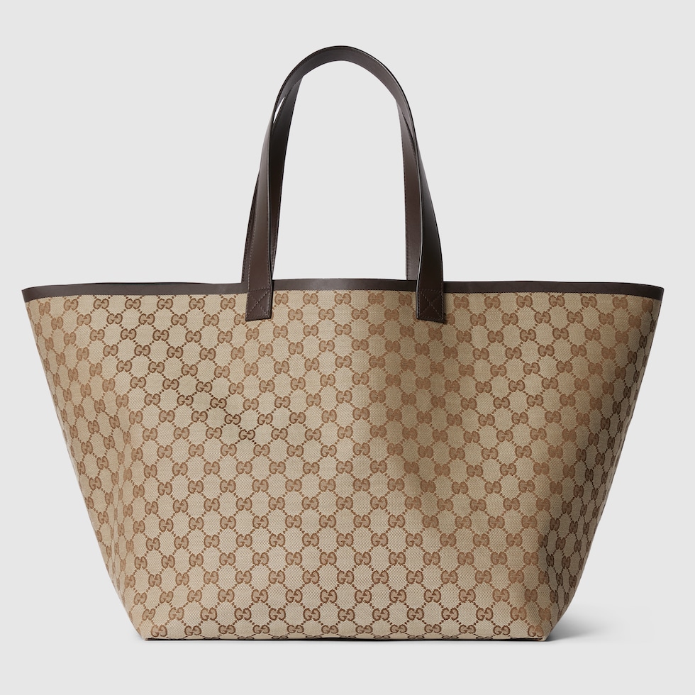 GroBer Gucci Totissima Shopper in beige und ebenholzfarbener GG Canvas GUCCI DE