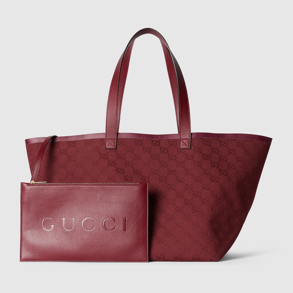 MEDIUM TOTISSIMA REVERSIBLE TOTE BAG 30 IN BROWN CALFSKIN BEIGE AND BROWN GG CANVAS ON SIDE