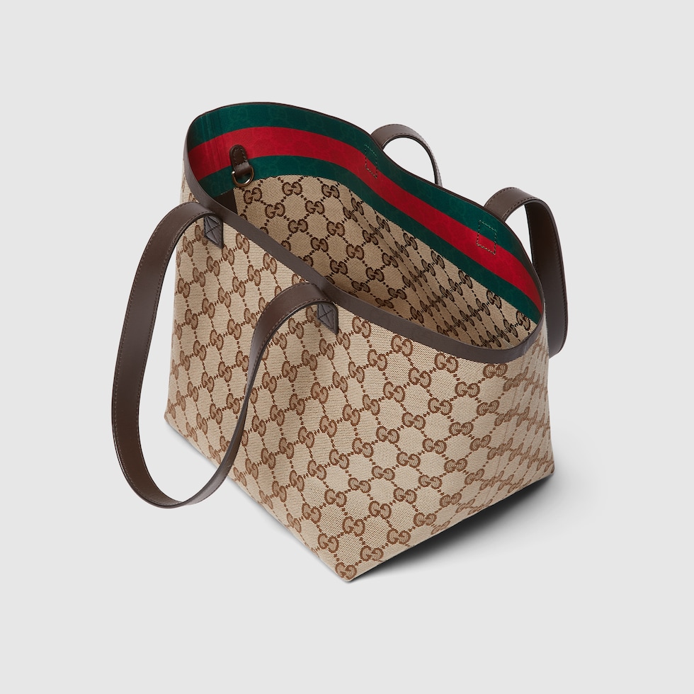 Gucci Totissima small tote bag in beige and ebony GG canvas GUCCI AE