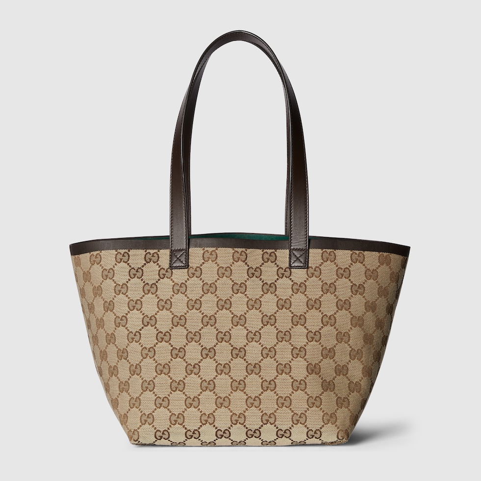 Kleiner Gucci Totissima Shopper in beige und ebenholzfarbener GG Canvas GUCCI DE