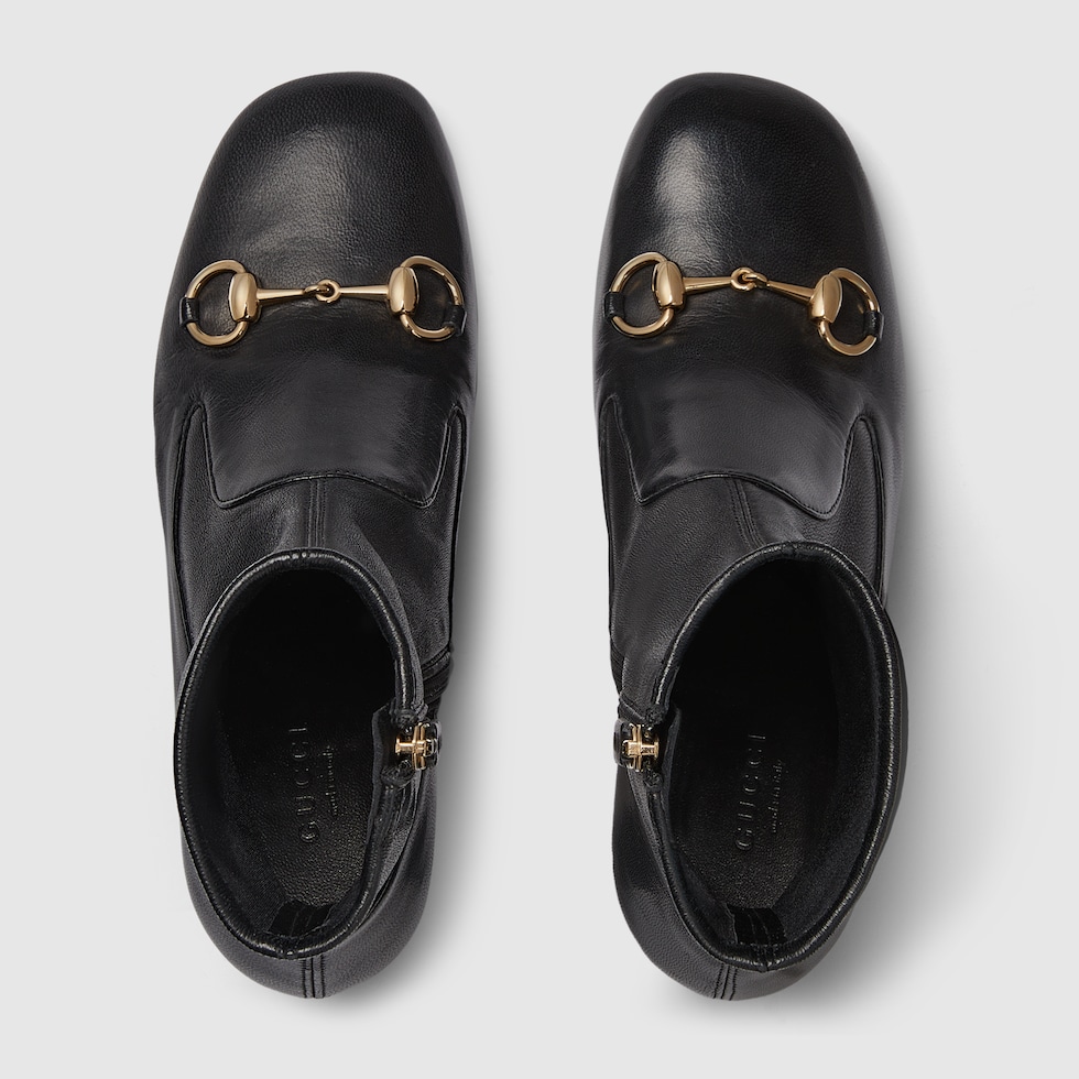 Bottines avec detail Mors pour femme en cuir stretch noir GUCCI FR