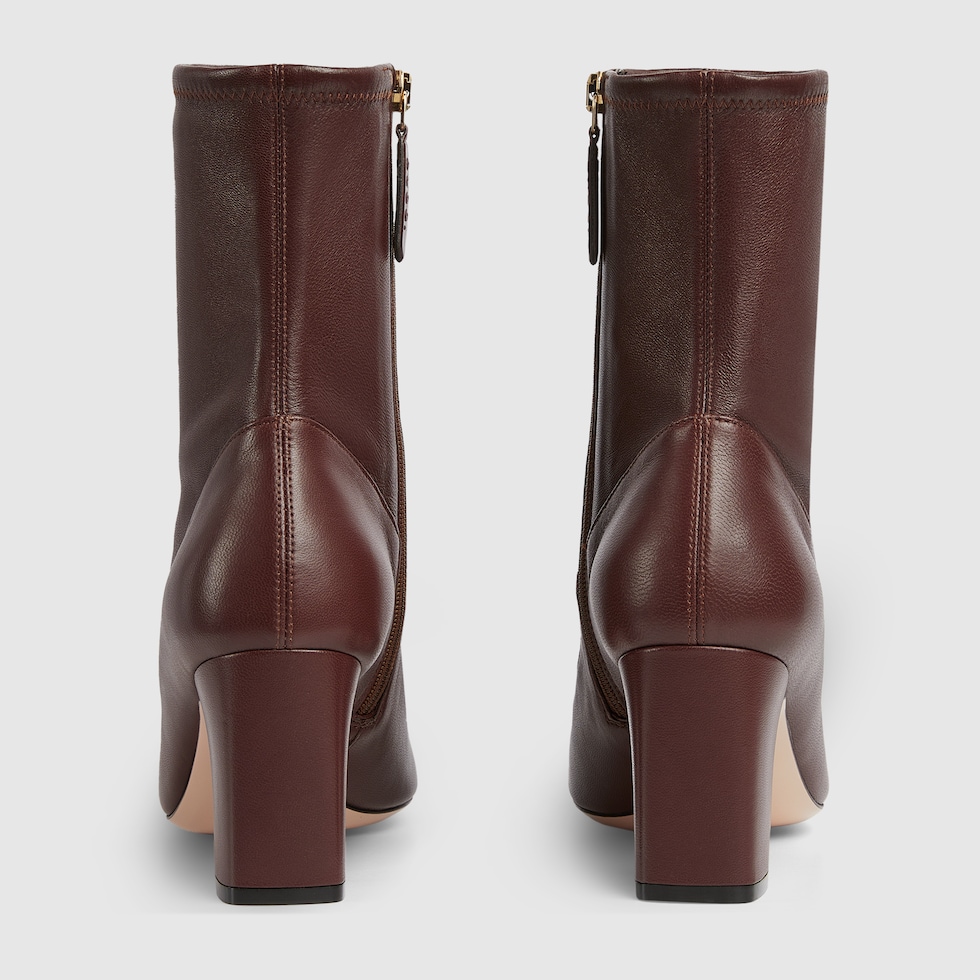 Women's Horsebit ankle bootie in dark brown stretch leather
