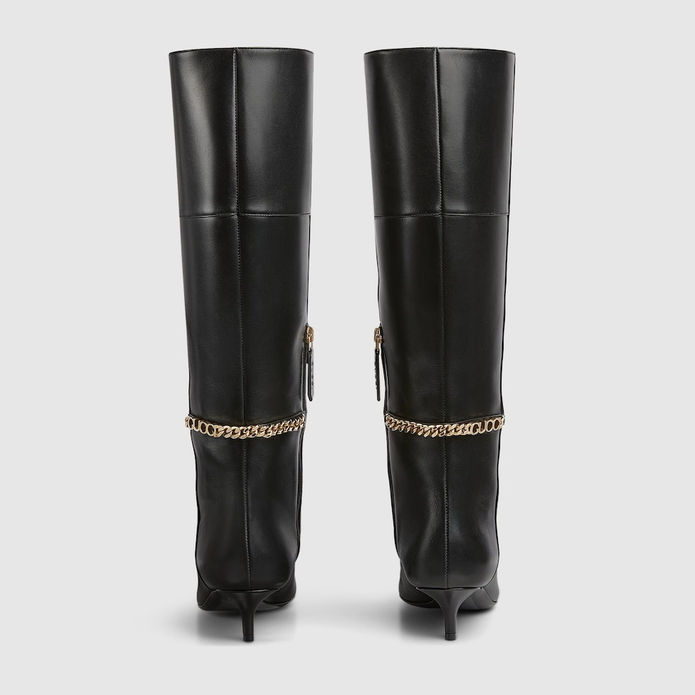 Stivale donna Gucci Signoria in pelle nera GUCCI Italia