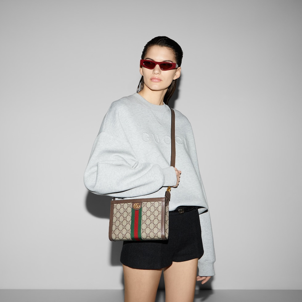 Ophidia super mini bag in beige and ebony Supreme | GUCCI® US