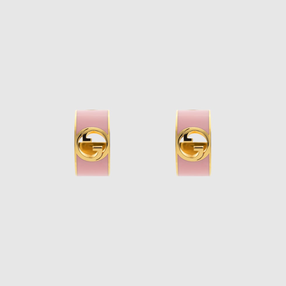 Gucci Blondie enamel hoop earrings in light pink, gold-toned