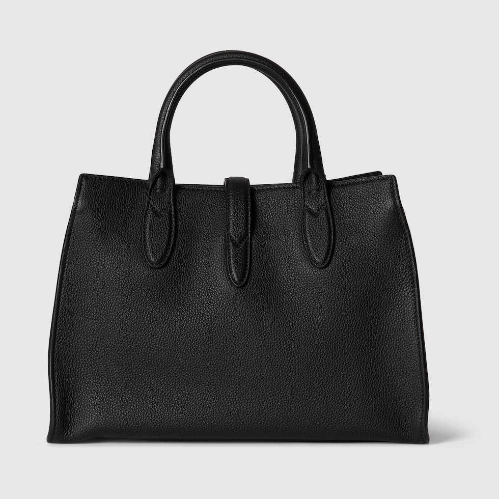 Borsa shopping misura media con chiusura a moschettone in pelle nera | GUCCI®  Italia