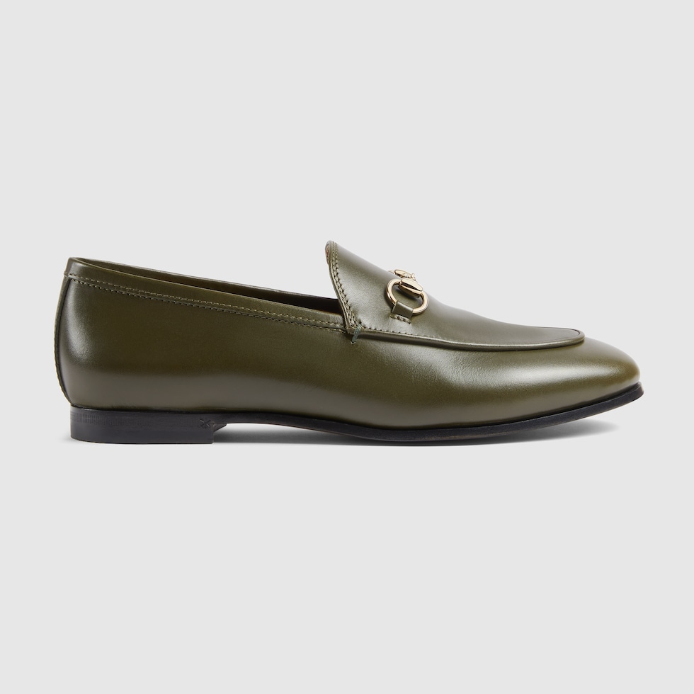 Women s Gucci Jordaan loafer in dark green leather GUCCI GR