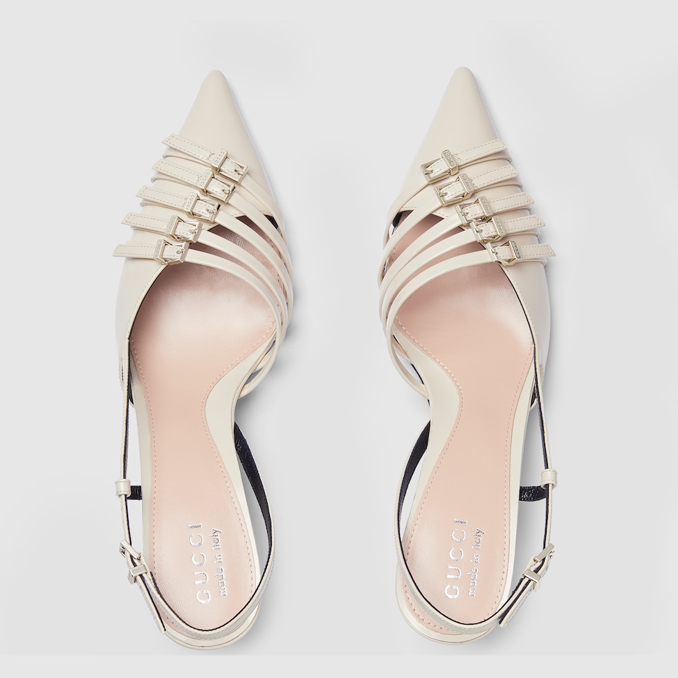 Women s slingback pump in ivory leather GUCCI AE