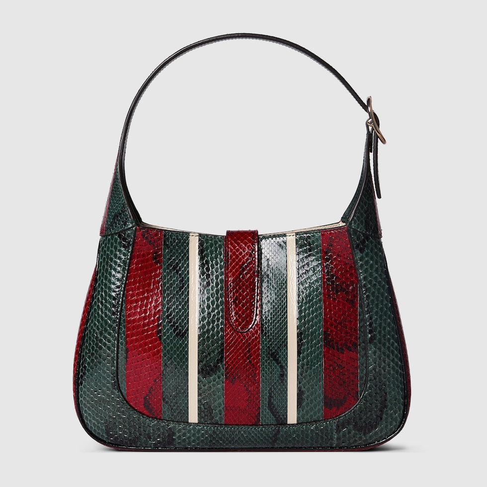 Gucci Jackie python shoulder bag in green and red | GUCCI® AE