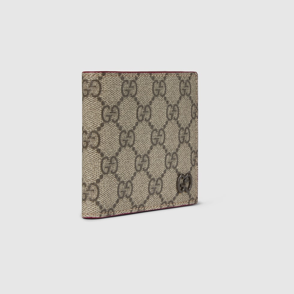 Gucci Rosso Ancora red interior bi fold wallet in beige and ebony Supreme GUCCI Australia