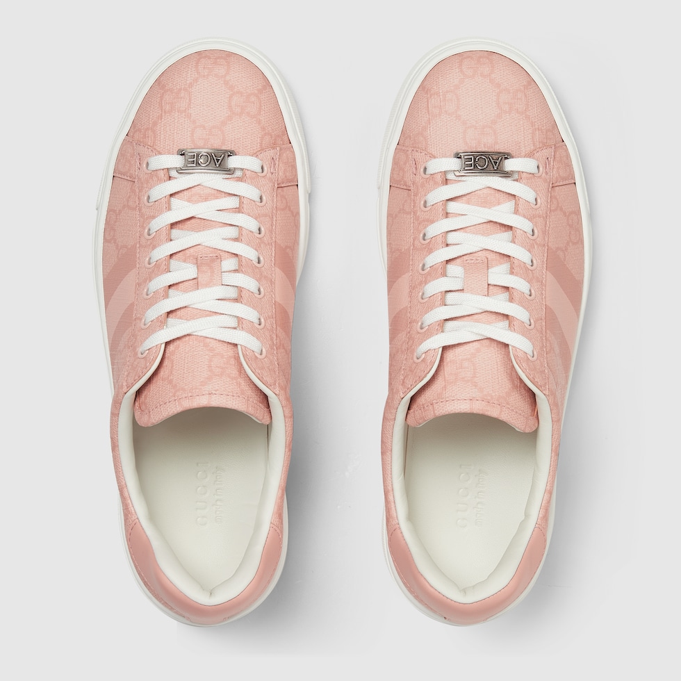 Sneaker Gucci Ace donna con dettaglio Web in GG Supreme rosa GUCCI CH