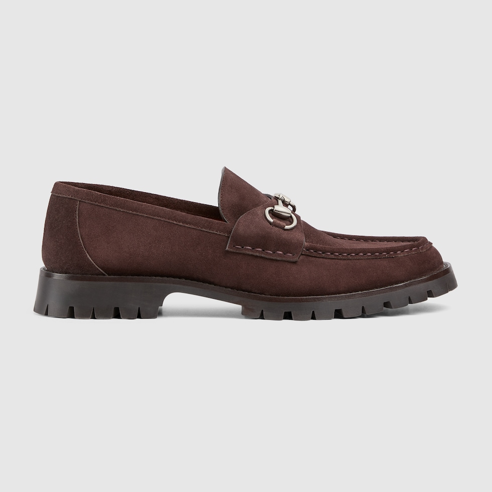 Men's loafer with Horsebit in dark brown suede | GUCCI® US