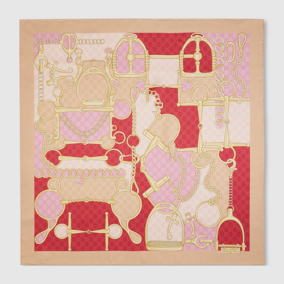 Gucci GG Horsebit scarf women Silk One Size Pink