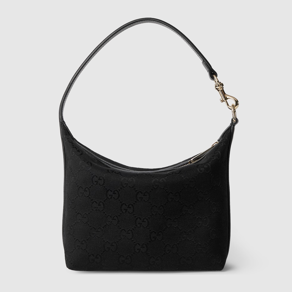 GG super mini shoulder bag in black GG canvas GUCCI AE