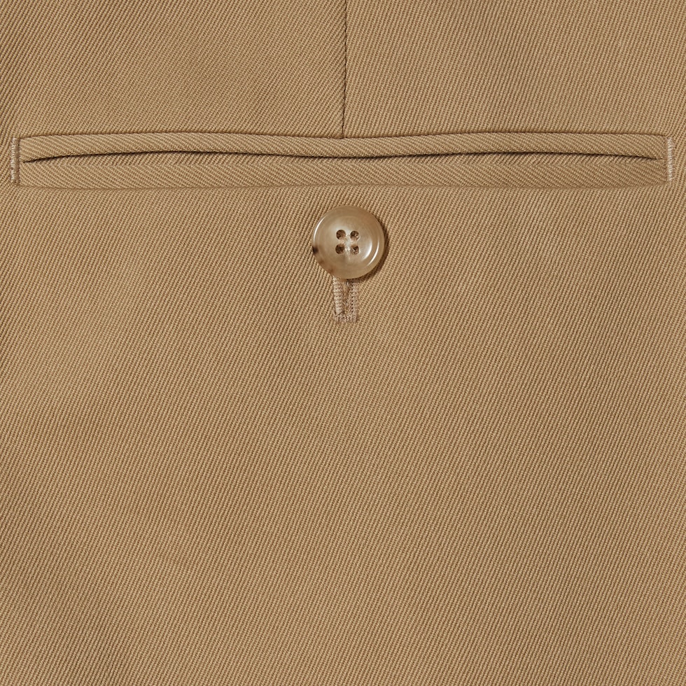 Cotton gabardine pant with Web in beige | GUCCI® US Cotton gabardine pant with Web in beige | GUCCI® US