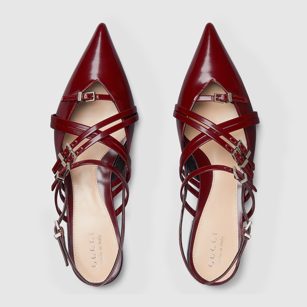 GUCCI 26S VITTORIA BALLERINA SHOES IN RED CALFSKIN