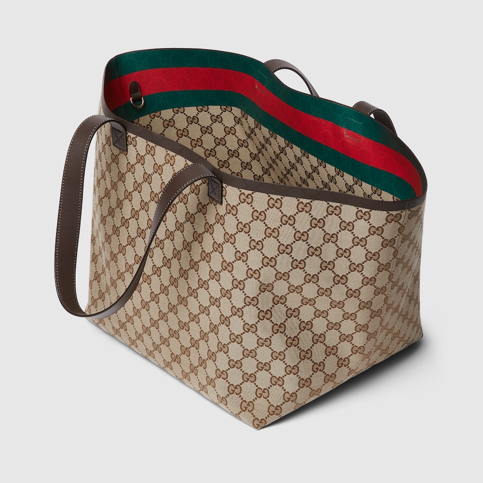 MittelgroBer Gucci Totissima Shopper in beige und ebenholzfarbener GG Canvas GUCCI DE