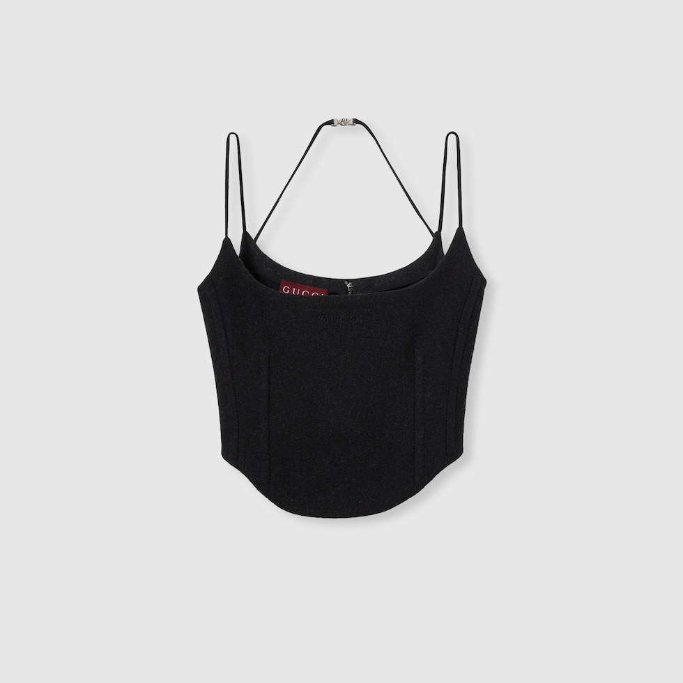 Batavia wool strappy top in dark grey | GUCCI® GR