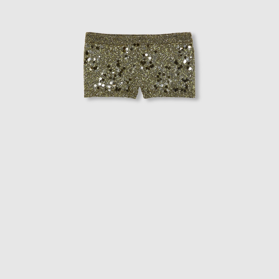 Tweed blend shorts in dark green GUCCI Canada