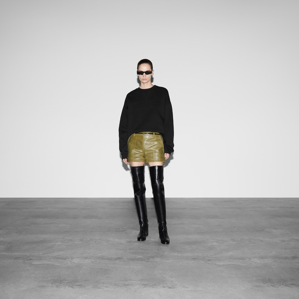 Cotton jersey sweatshirt in black | GUCCI® US
