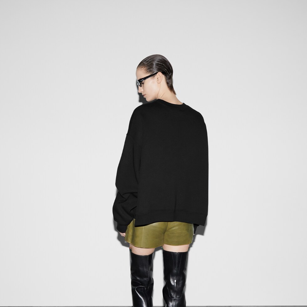 Cotton jersey sweatshirt in black | GUCCI® US Cotton jersey sweatshirt in black | GUCCI® US