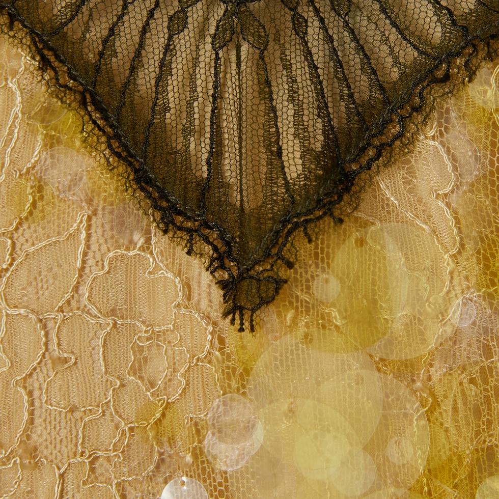 Lace dress in pale yellow and deep green GUCCI® PT