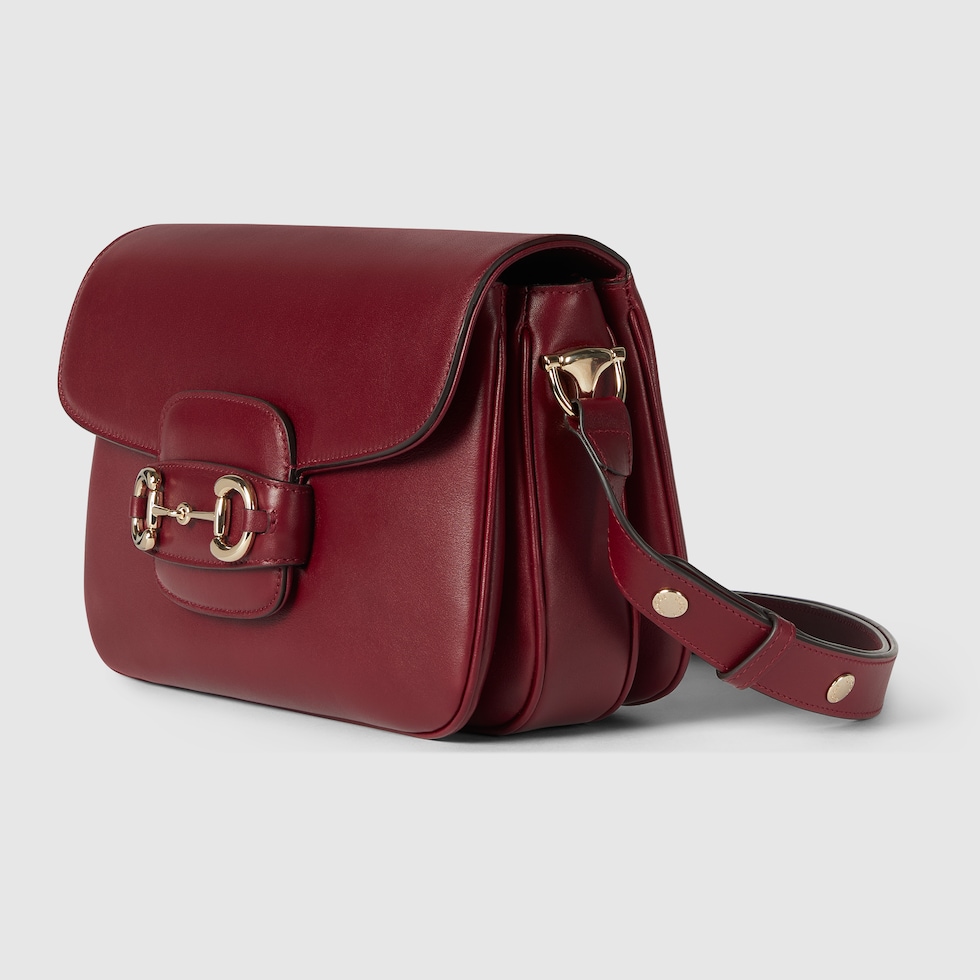 Gucci Horsebit 1955 small shoulder bag in Rosso Ancora red leather