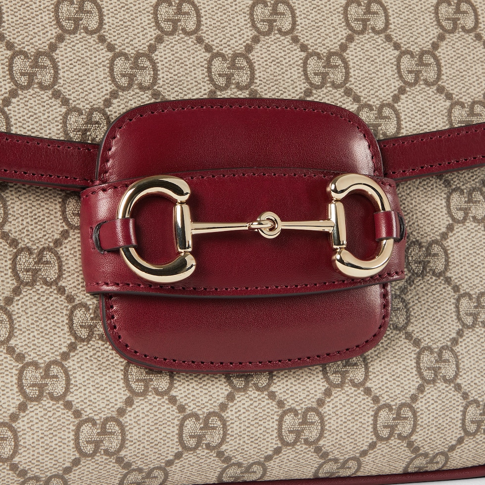 Gucci Horsebit 1955 small shoulder bag in beige and Rosso Ancora red GUCCI Canada