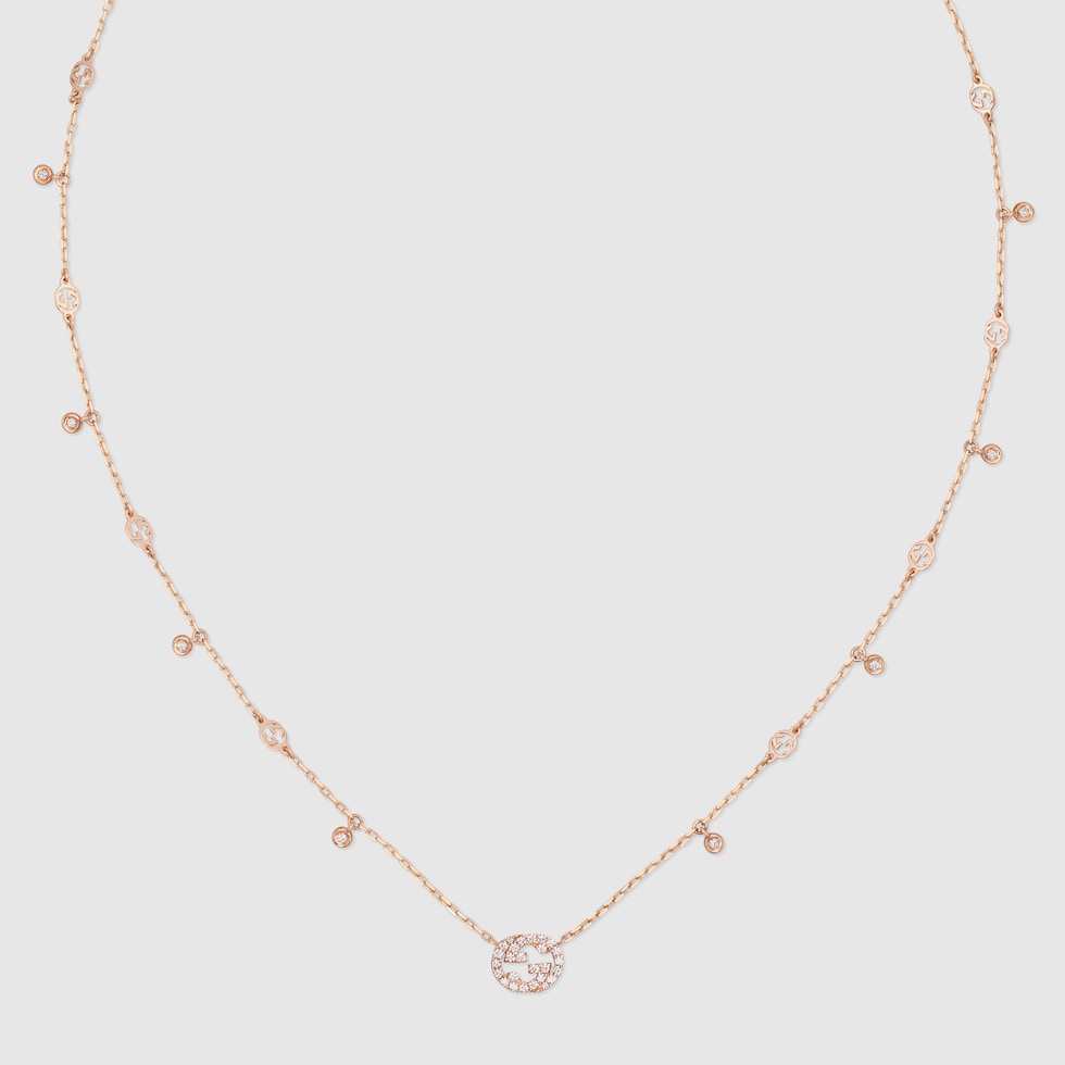 Gucci Interlocking diamond 18k necklace in 18k rose gold | GUCCI® US