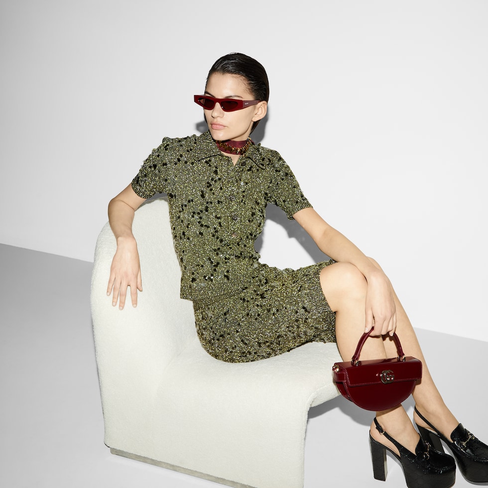 Tweed blend skirt in dark green | GUCCI® US