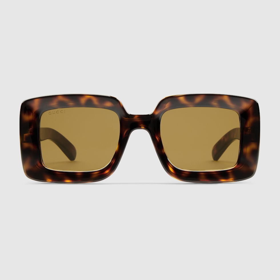 Occhiali da sole quadrati in tartarugato | GUCCI® IT