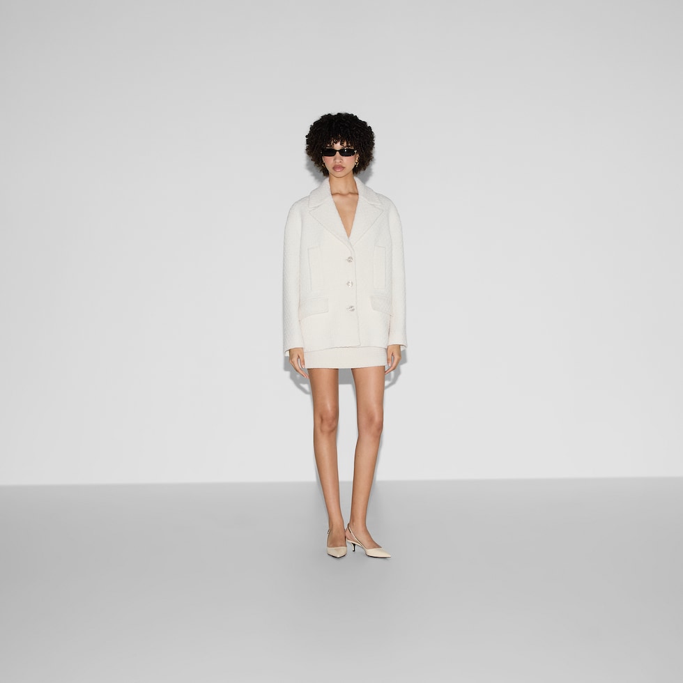 GUCCI|COATS ( 794530 ZARPY 9791) Tweed damier coat in ivory | GUCCI® Australia