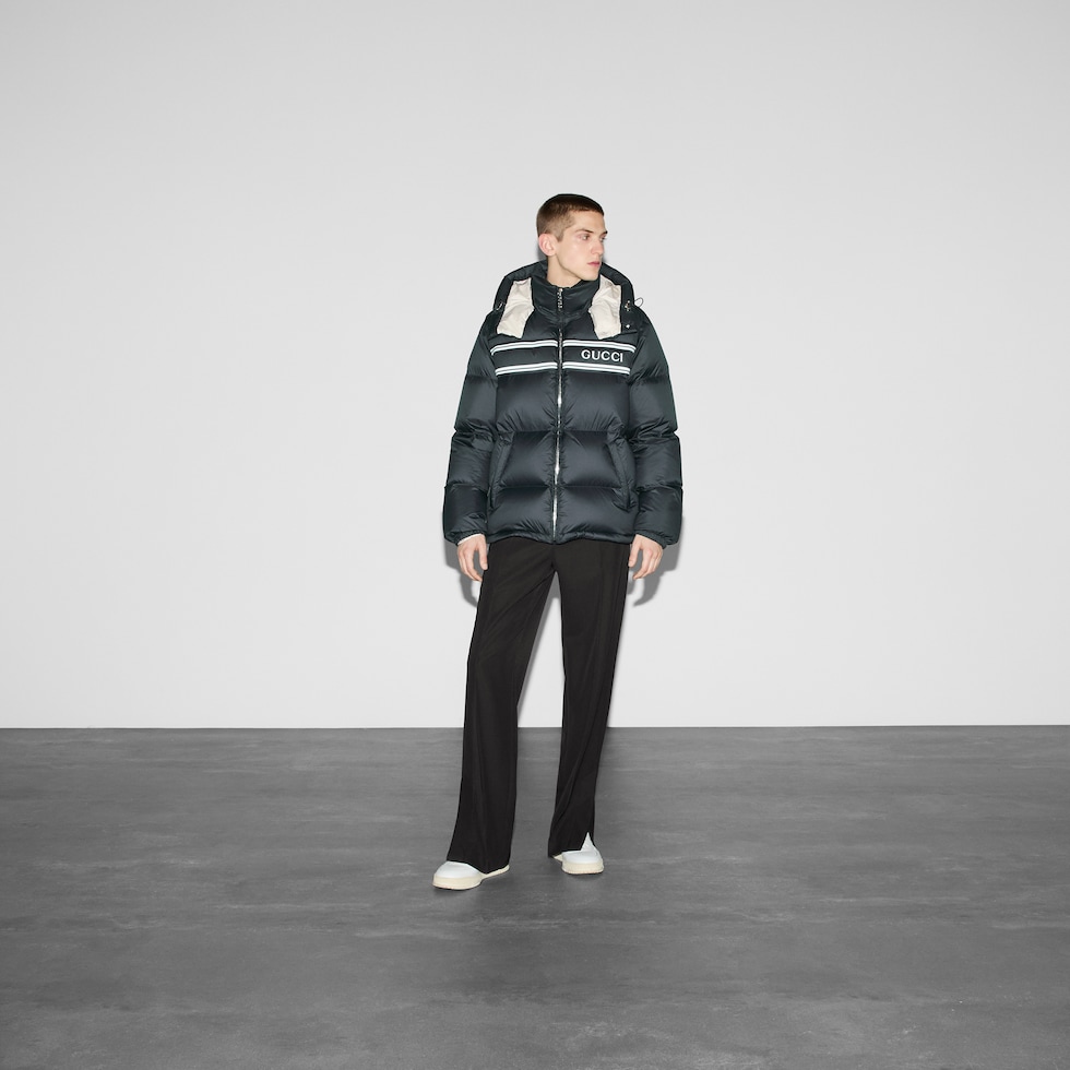 Black gucci puffer jacket hotsell