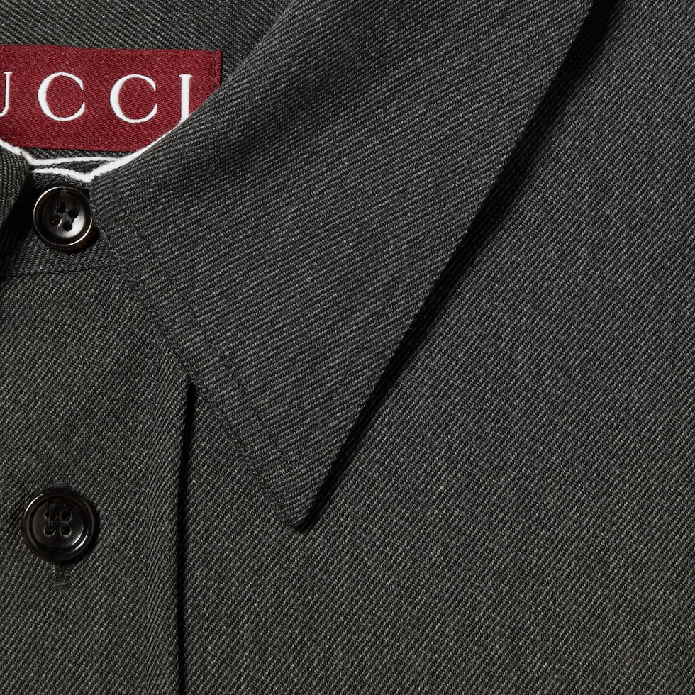エンブロイダリー ウール シャツダークグレー＆ネイビー | GUCCI公式