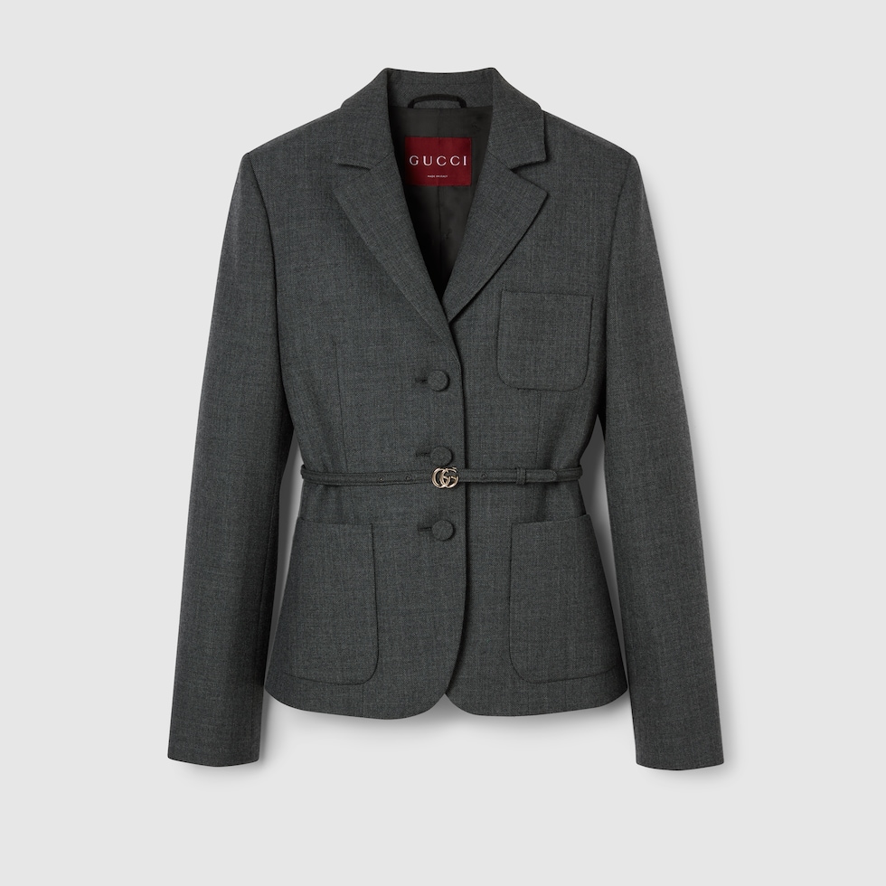アウターその他 GUCCI Women Outer 34549101 822333 ZAR6K 1505 GREY Wool bomber jacket in grey | GUCCI® US