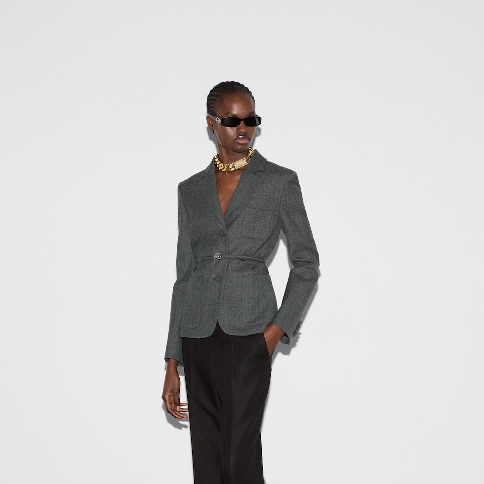 ジャケット GUCCI GIACCA MONOPETTO IN SETA E LANA 781313_ZAQAT_1043_001_100_0000