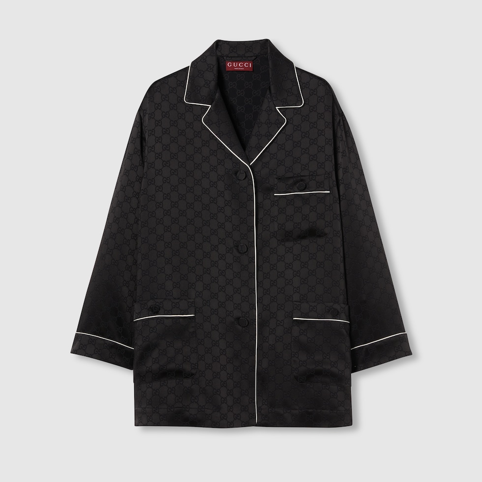 Viscose GG jacquard shirt in black | GUCCI® US