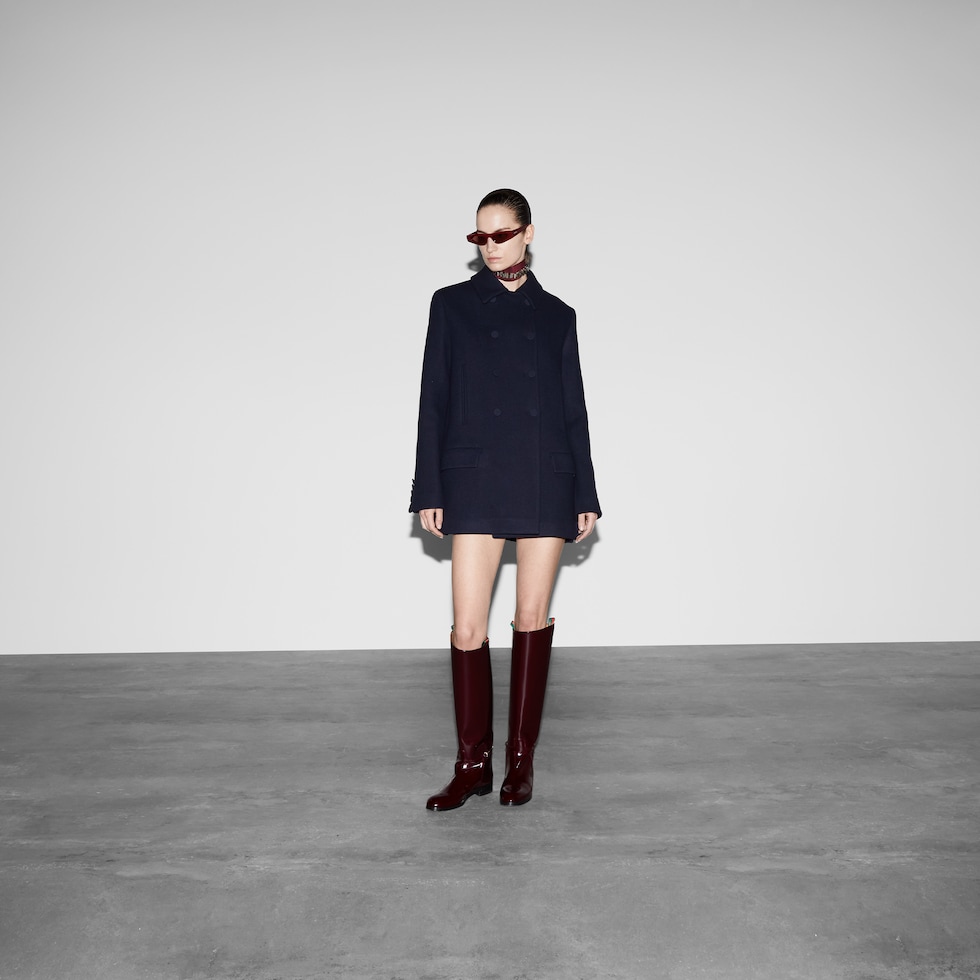 Batavia wool coat in dark blue | GUCCI® US
